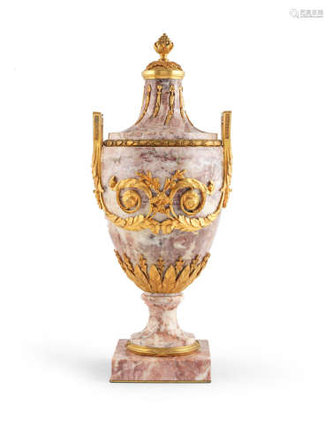 A French late 19th century marble and gilt-bronze mounted urn