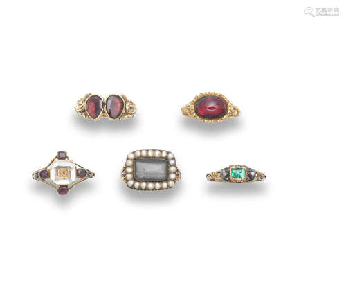 (13) A collection of antique rings, late 18th century - mid 19th century