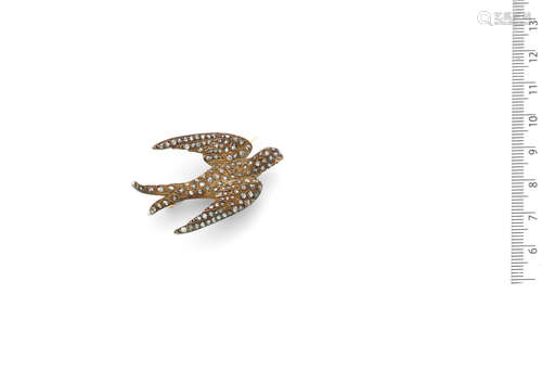 A 19th century diamond swallow brooch