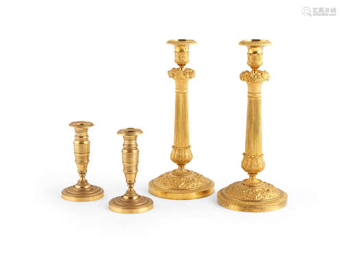 A pair of French 19th century gilt-bronze candlesticks