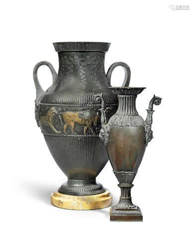 A French 19th century bronze urn