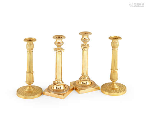 A pair of French 19th century gilt-bronze candlesticks