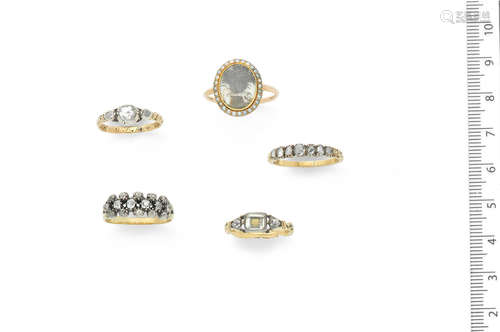 (10) A collection of antique rings, mid 18th century - early 19th century