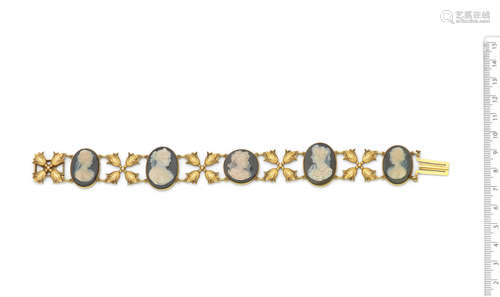 A hardstone cameo bracelet, by Schumann Sons, circa 1900