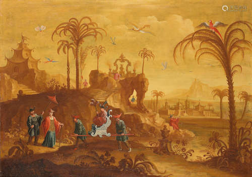 A Chinoiserie landscape Follower of Jean-Baptiste Pillement(French, 1728-1808)