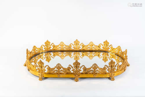 A French 19th century gilt-bronze and mirrored table plateau