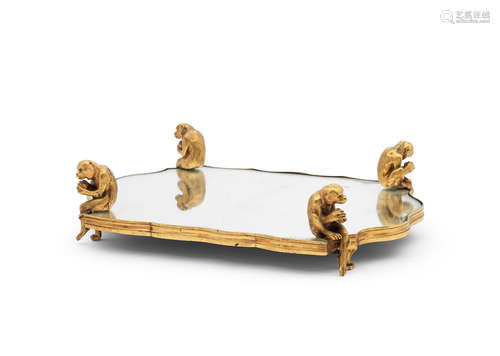 A French early 20th century gilt-bronze 'Surtout de Table' plateau