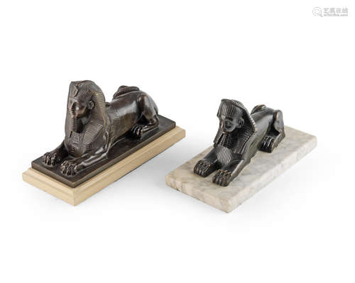 Two early 20th century bronze figures of a sphinx