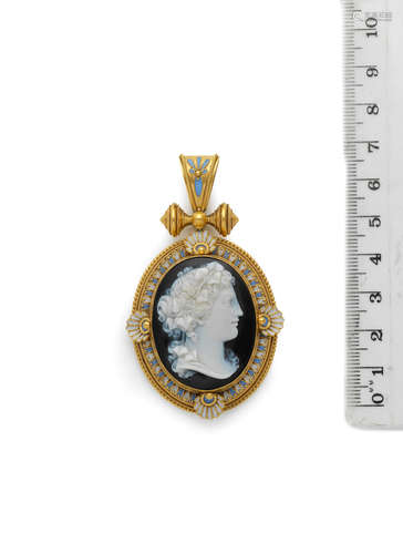 A hardstone cameo pendant, circa 1870