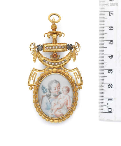 An antique portrait miniature jewel/pendant