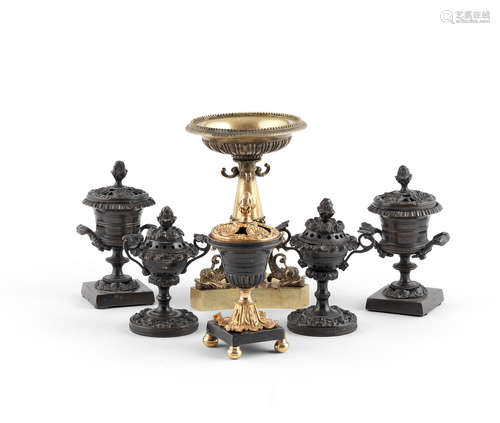 A 19th century bronze tazza of classical form