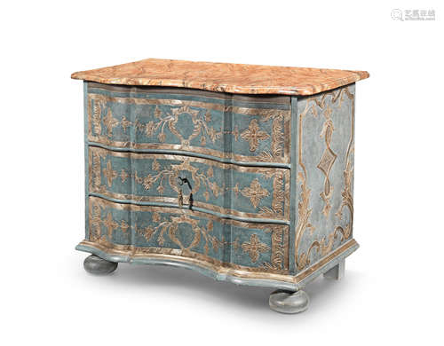 18th century and later  A North Italian painted and gilt gesso commode