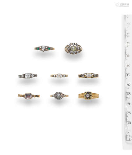 (8) A collection of gem-set rings, mid 18th century - early 19th century