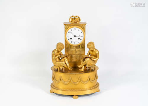 A French early 19th century gilt-bronze clock