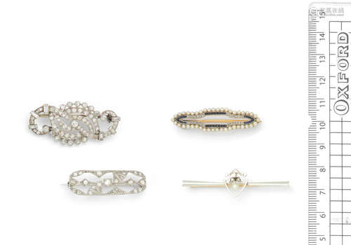 (4) Four diamond brooches, first half of the 20th century