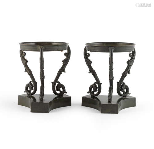 A pair of 19th century bronze tazze