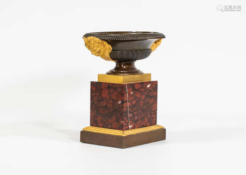 A Restoration gilt and patinated bronze tazza