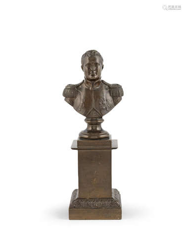 A 19th century French patinated bronze bust of Napoleon