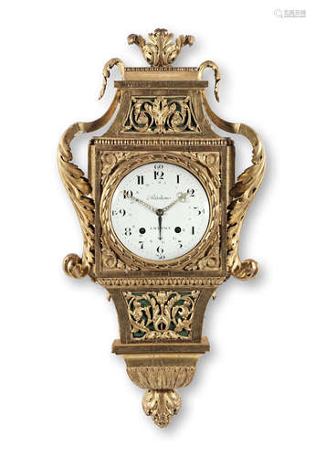 The movement by Josef Weidenheimer (1758-1795) A German late 18th century carved giltwood cartel clock