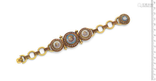 (4) A micromosaic bracelet, circa 1860, and three 19th century brooches