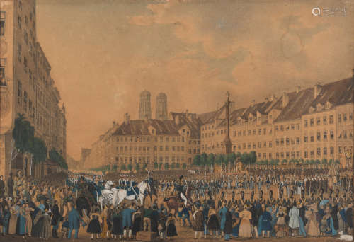 Das Fronleichnams - Fest auf dem Hauptplatze in Munchen Gustav Wilhelm Kraus(German, 1804-1852)