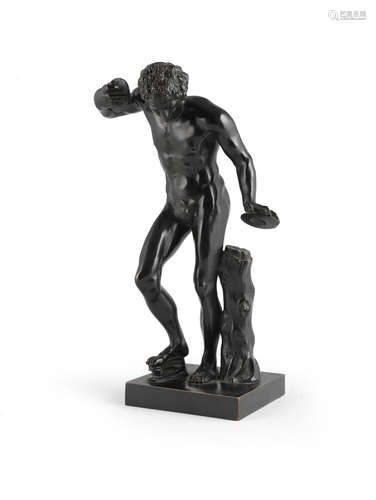 After the model by Massimiliano Soldani  (Italian, 1656-1740) A bronze figure of the dancing faun with cymbals