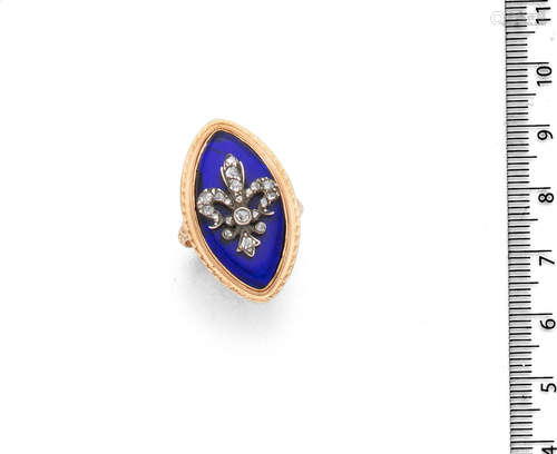 An enamel and diamond memorial ring, circa 1784