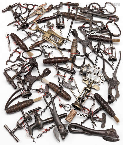 19th and early 20th century  A large collection of corkscrews