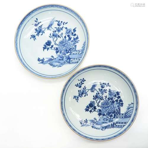 A Pair of Blue and White Decor Plates