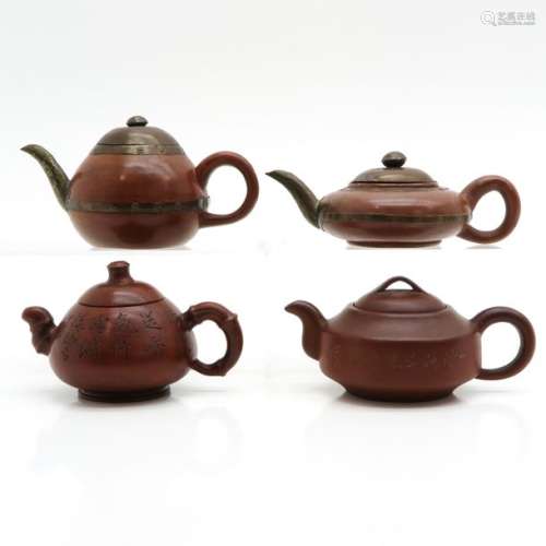 A Lot of 4 Yixing Teapots