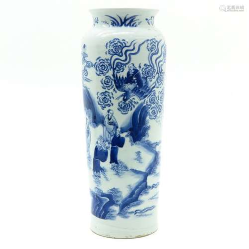 A Blue and White Roleau Vase