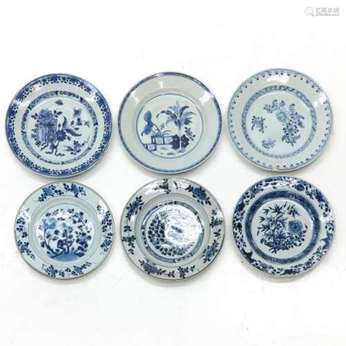 A Lot of 6 Blue and White Plates
