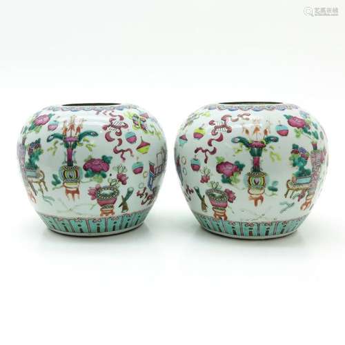 A Pair of Polychrome Ginger Jars