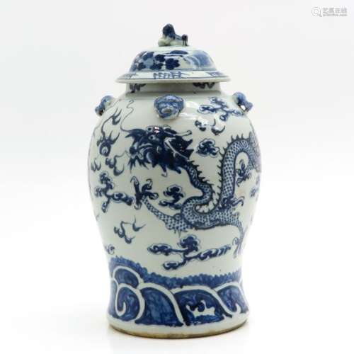 A Blue and White Temple Jar