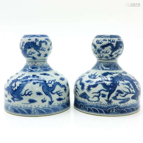 A Pair of Blue and White Vases