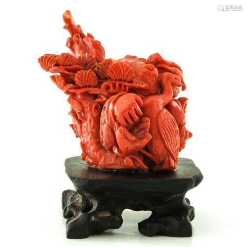 A Carved Red Coral Sculpture