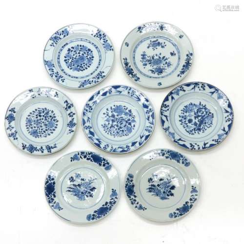 A Lot of 7 Blue and White Plates