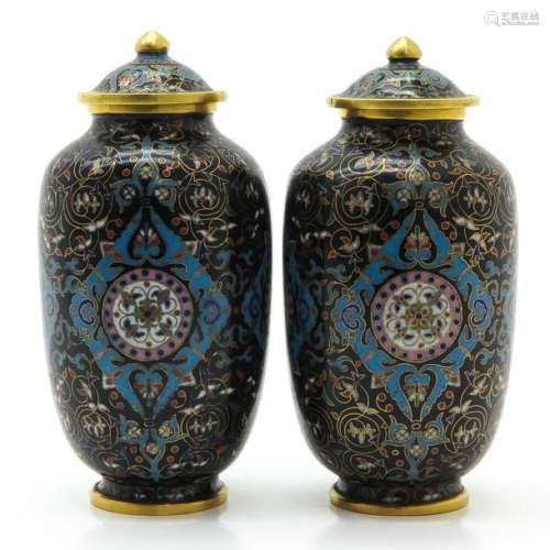 A Pair of Cloisonne Vases