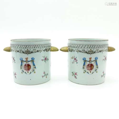 A Pair of Polychrome Decor Wine Coolers
