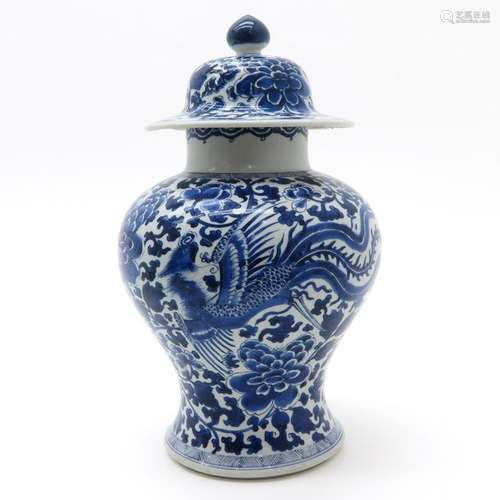 A Blue and White Temple Jar