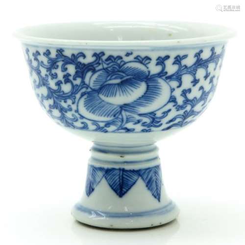 A Blue and White Decor Stem Cup