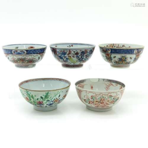 A Lot of 5 Polychrome Bowls