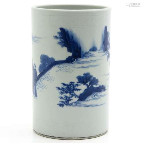 A Blue and White Decor Brush Pot