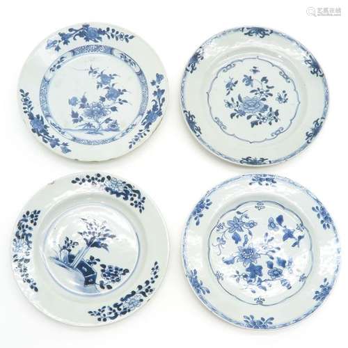 A Lot of 4 Blue and White Plates