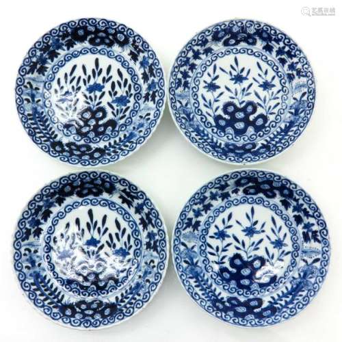 A Series of 4 Blue and White Plates