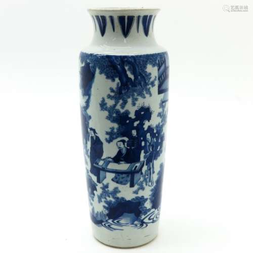 A Blue and White Roleau Vase
