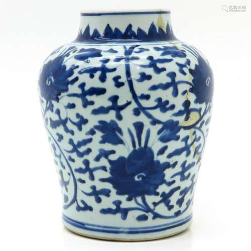 A Blue and White Temple Jar