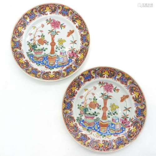 A Pair of Polychrome Decor Plates