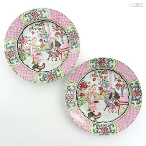 A Pair of Famillie Rose Plates