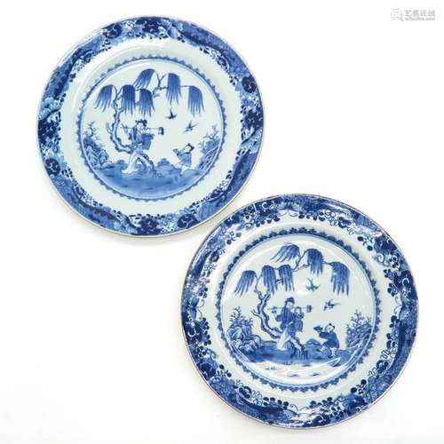 A Lot of 2 Blue and White Plates